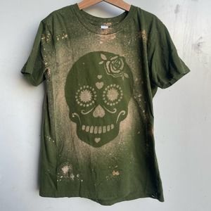 New Custom Bleached Sugar Skull Halloween apply tee shirt size 12